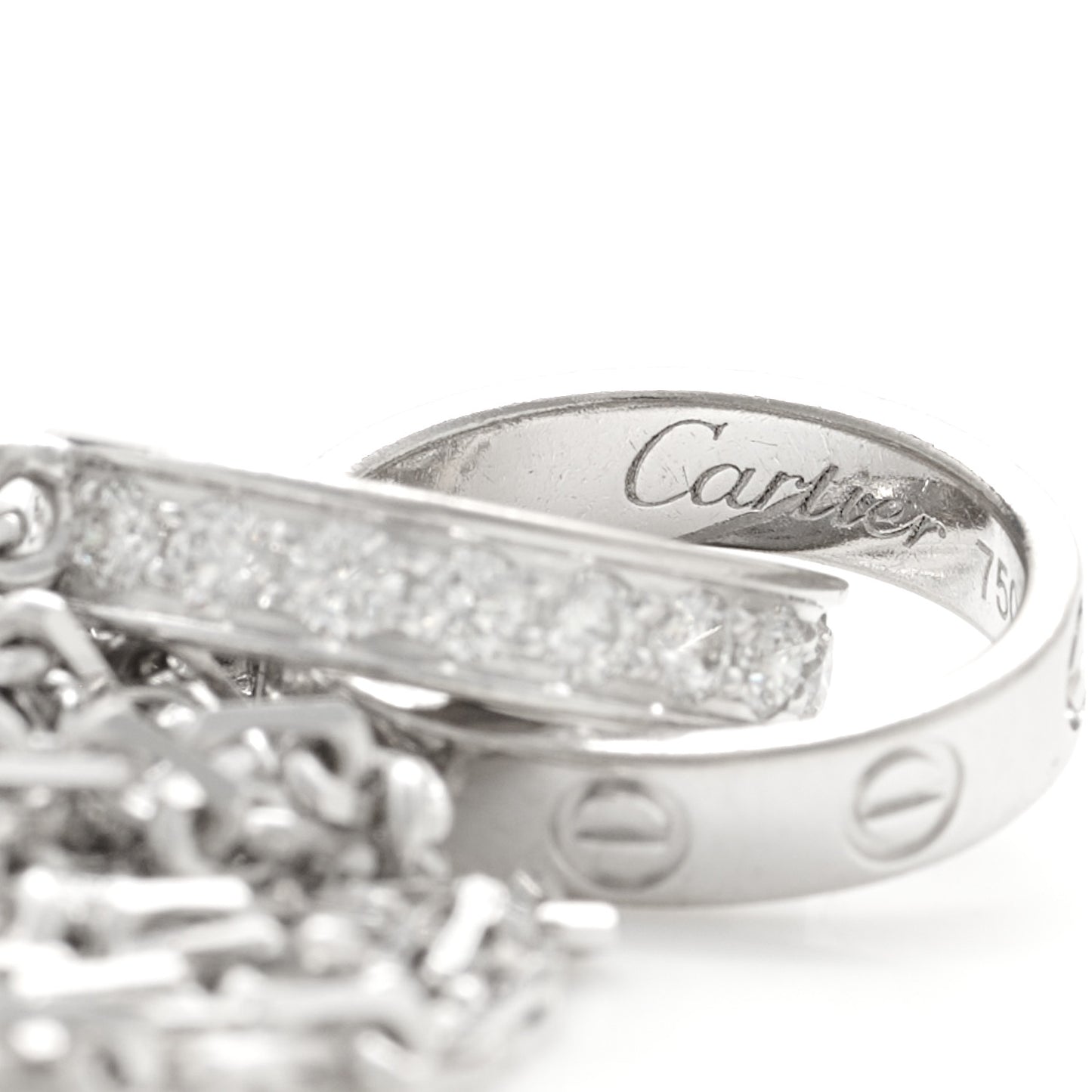 18K White Gold Diamond Interlocking LOVE Necklace