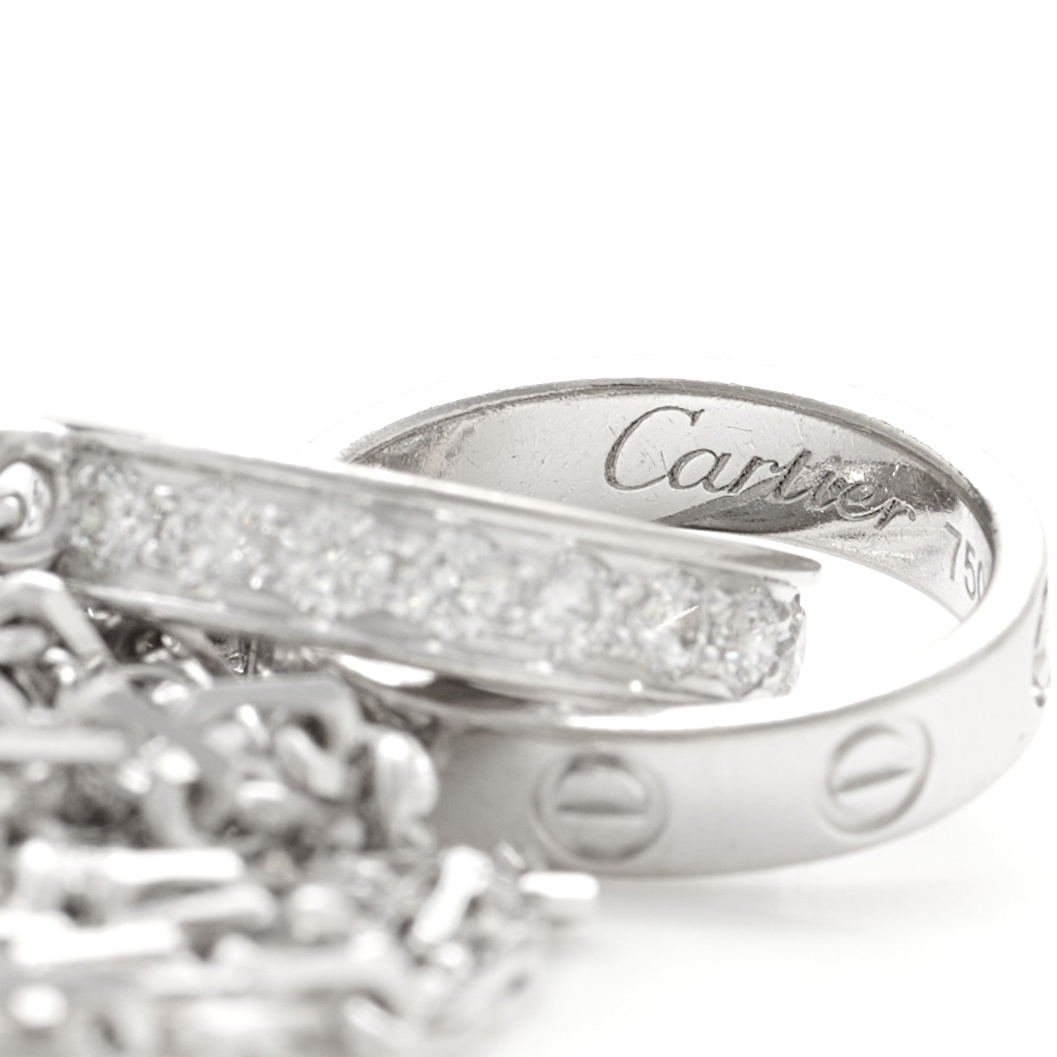 Cartier 18K White Gold Diamond Interlocking LOVE Necklace 5 of 5