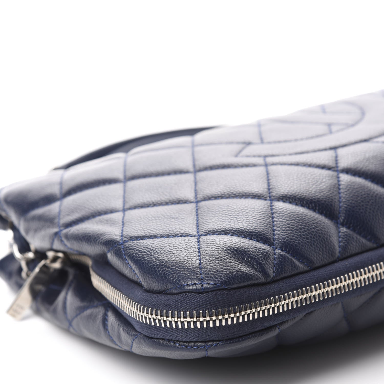 Chanel Caviar Quilted Expandable Zip Shoulder Bag Blue 7 of 10