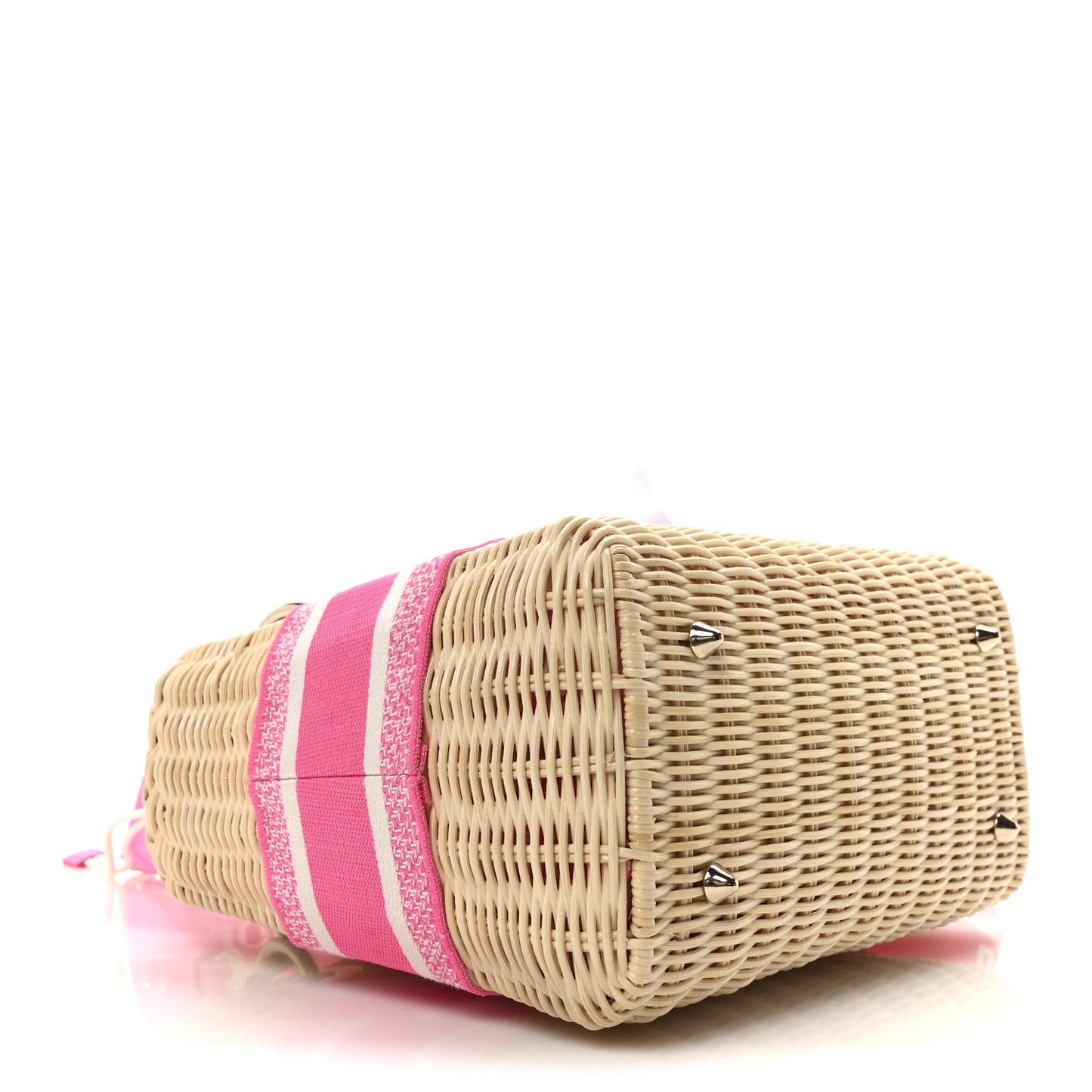 Wicker Oblique Medium Lady Dior Bag Fluorescent Pink