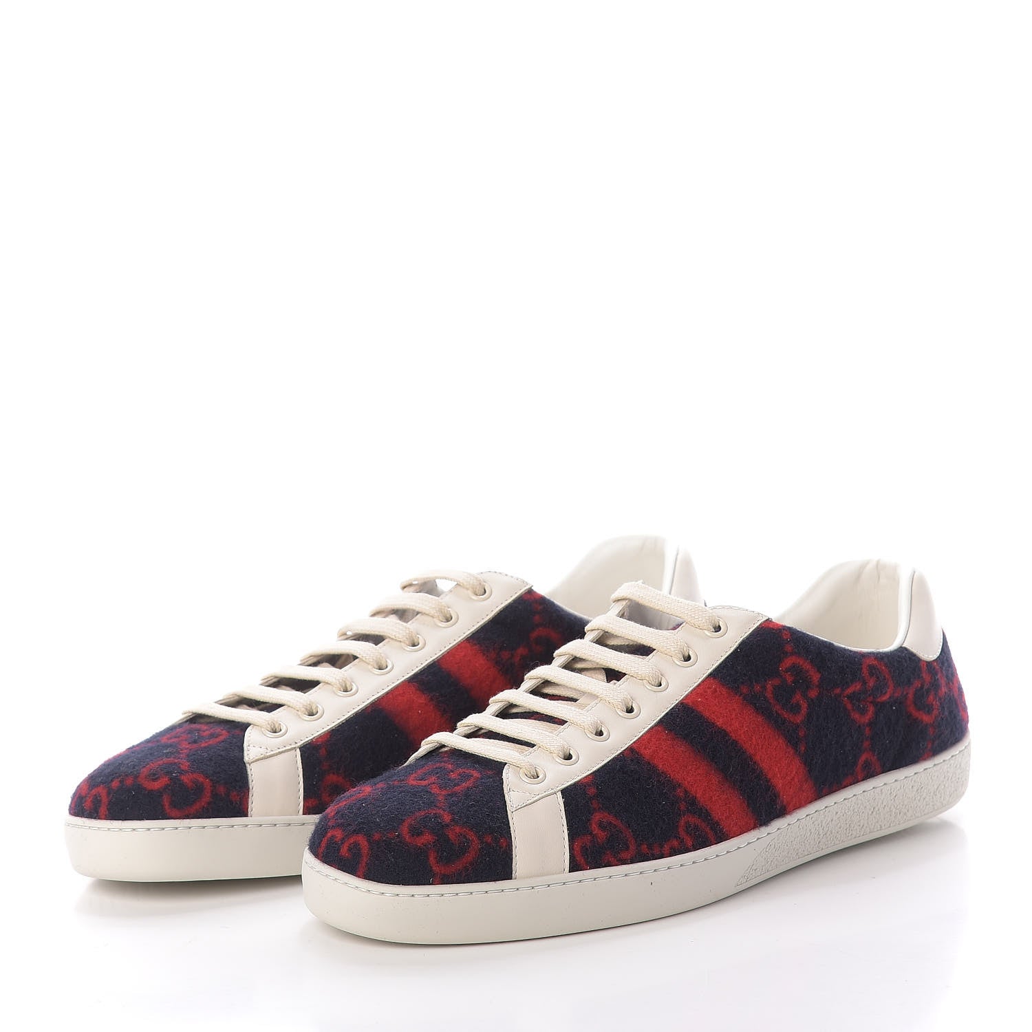 Gucci Covered Wool Big GG Monogram Mens Sneakers 10.5 Blue Red Mystic White 2 of 12