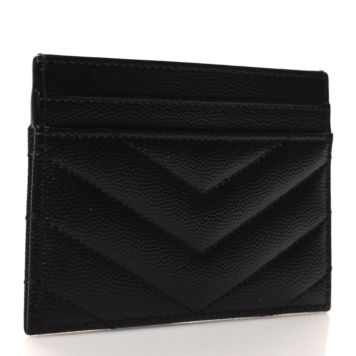 Grain De Poudre Matelasse Chevron Monogram Credit Card Case Black