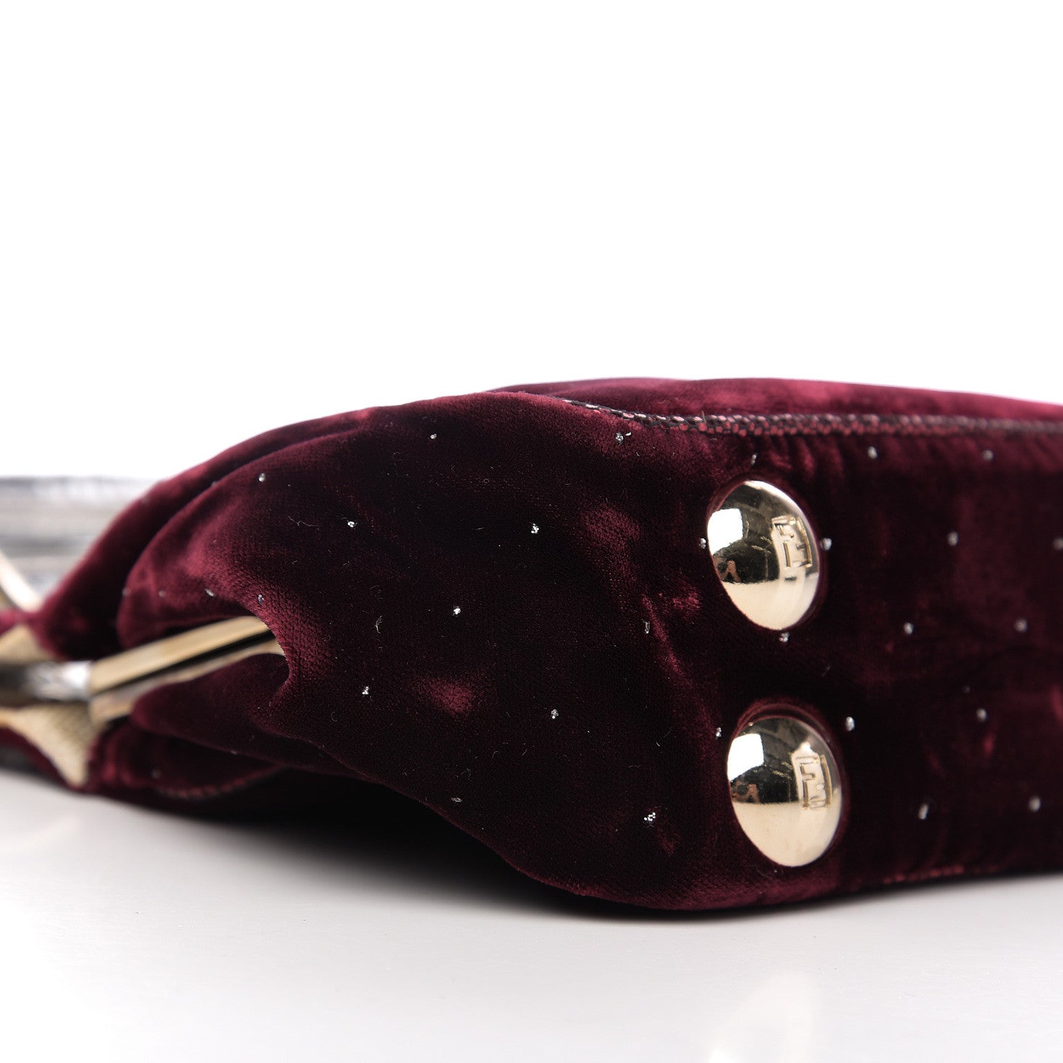 Fendi Velvet Calfskin Goatskin Neve Evening Bag Bordeaux 8 of 9