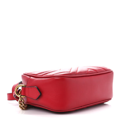 Gucci Calfskin Matelasse Mini GG Marmont Chain Shoulder Bag Hibiscus Red 4 of 13