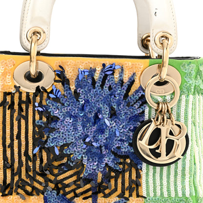 Christian Dior Canvas Sequin Flower Pop Mini Lady Dior Yellow Multicolor 8 of 17