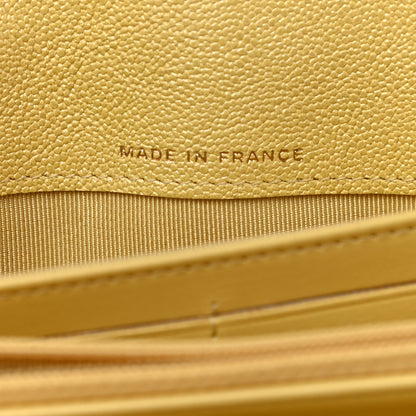 Chanel Iridescent Caviar Quilted Long Gusset Flap Wallet Yellow 7 of 9