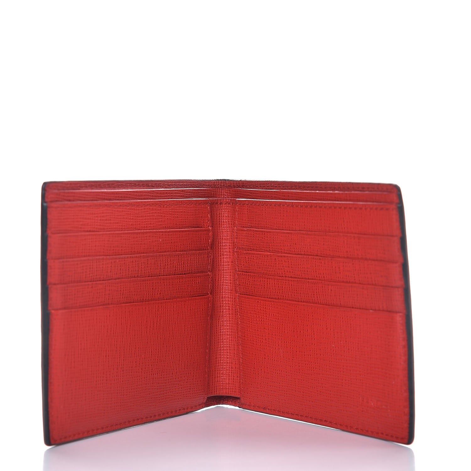 Fendi Vitello Elite Monster Eyes Inlay Bi-Fold Wallet Black Giallo Rosso 5 of 7