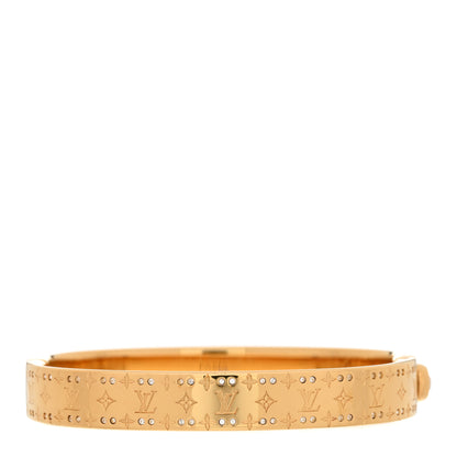Louis Vuitton Brass Crystal Monogram Nanogram Strass Cuff M Gold 3 of 6
