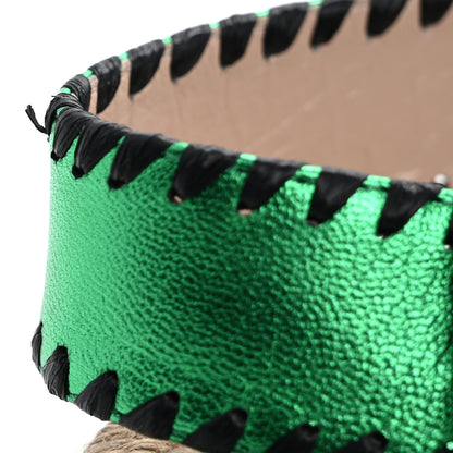Gucci Metallic Nappa Embroidered Double G Espadrille Slingback Sandals 35 Green 12 of 17