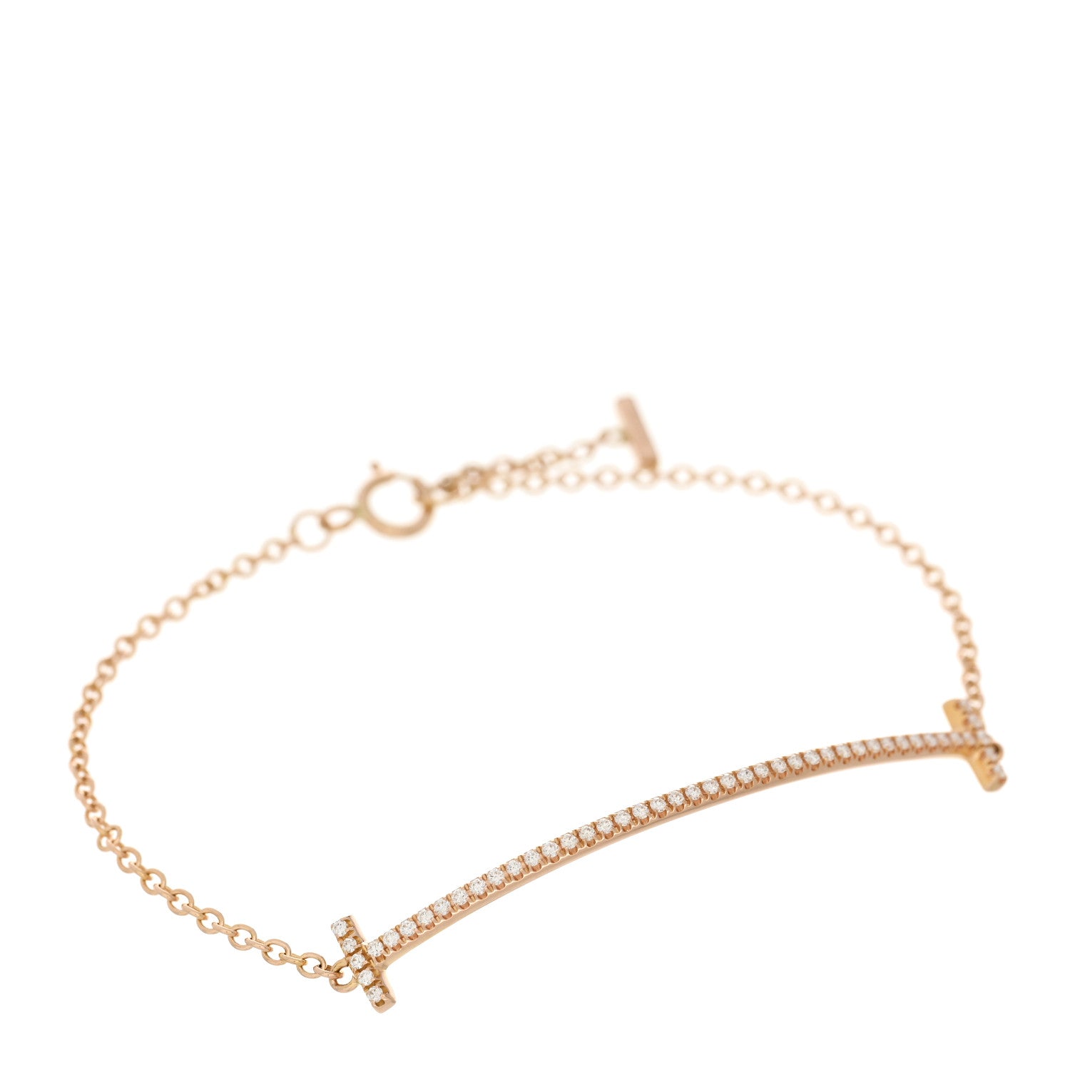 Tiffany 18K Rose Gold Diamond T Smile Bracelet 1 of 4