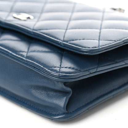 Chanel Lambskin Quilted Wallet On Chain WOC Blue 10 of 10
