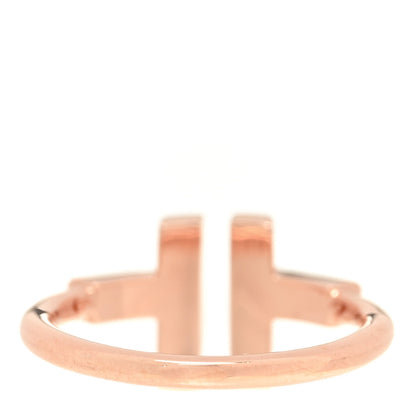 Tiffany 18K Rose Gold Diamond Mother of Pearl T Wire Ring 51 5.75 3 of 5