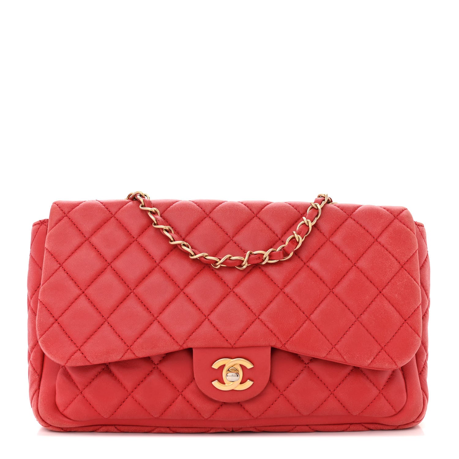 Chanel Lambskin Quilted Large Now and Forever Flap Red 1 of 14