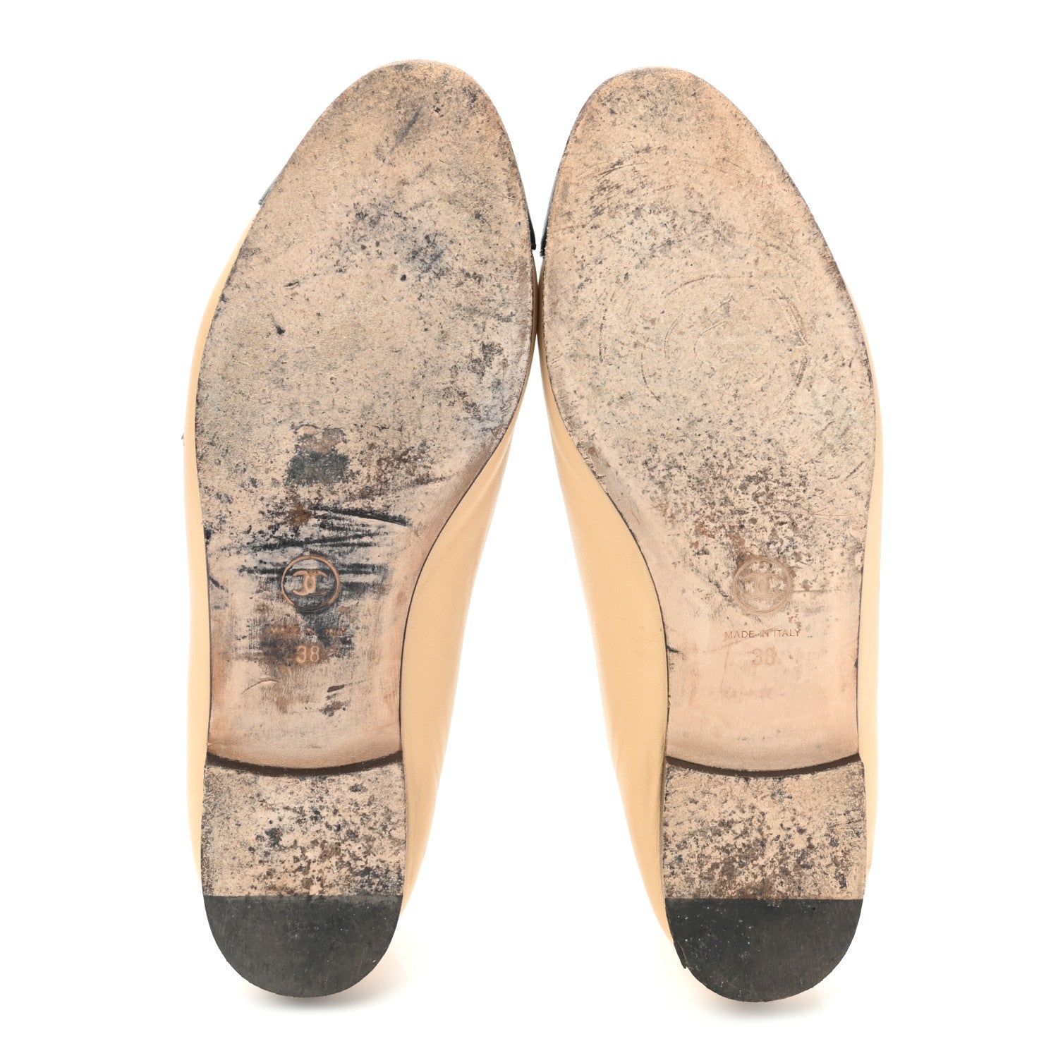 Chanel Lambskin Cap Toe Ballerina Flats 38 Beige Black 5 of 18