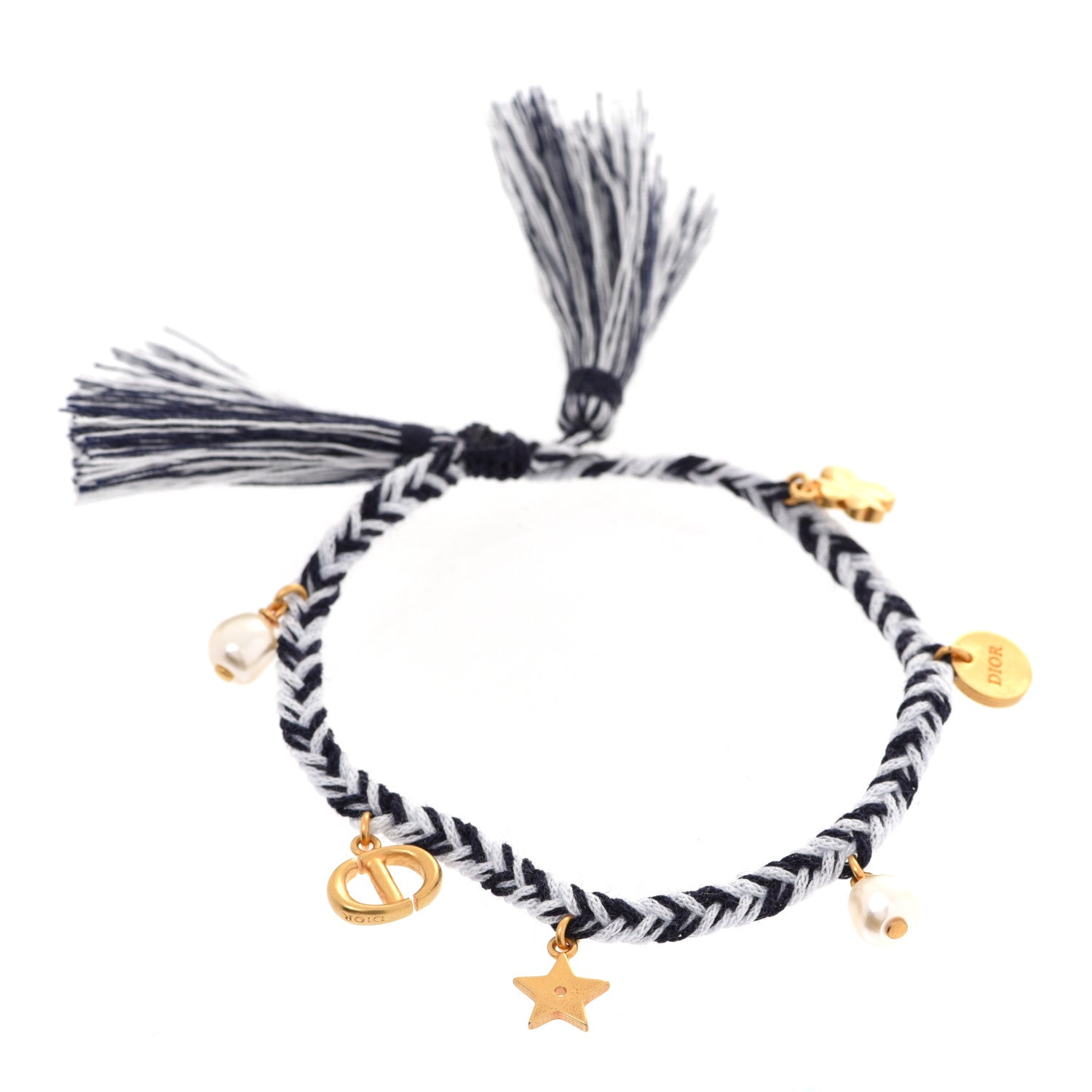 Christian Dior Woven Cotton J'Adior Charm Bracelet Blue 1 of 4