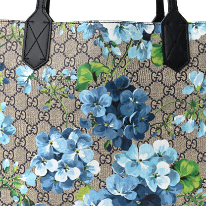 Gucci GG Supreme Monogram Blooms Medium Reversible Tote Beige Blue Navy 11 of 20