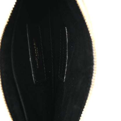 Saint Laurent Grain De Poudre Chevron Monogram Large Bill Pouch Crema Soft 5 of 9