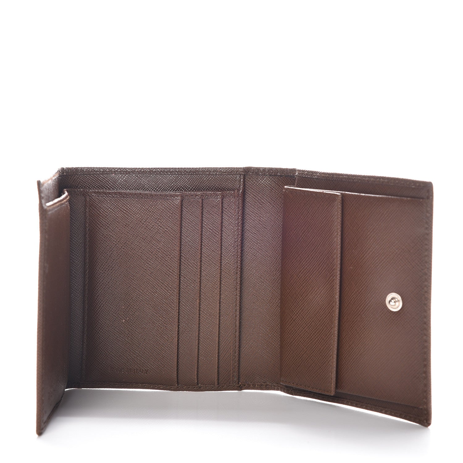 Prada Saffiano Tri-Fold Compact Wallet Cacao 5 of 14
