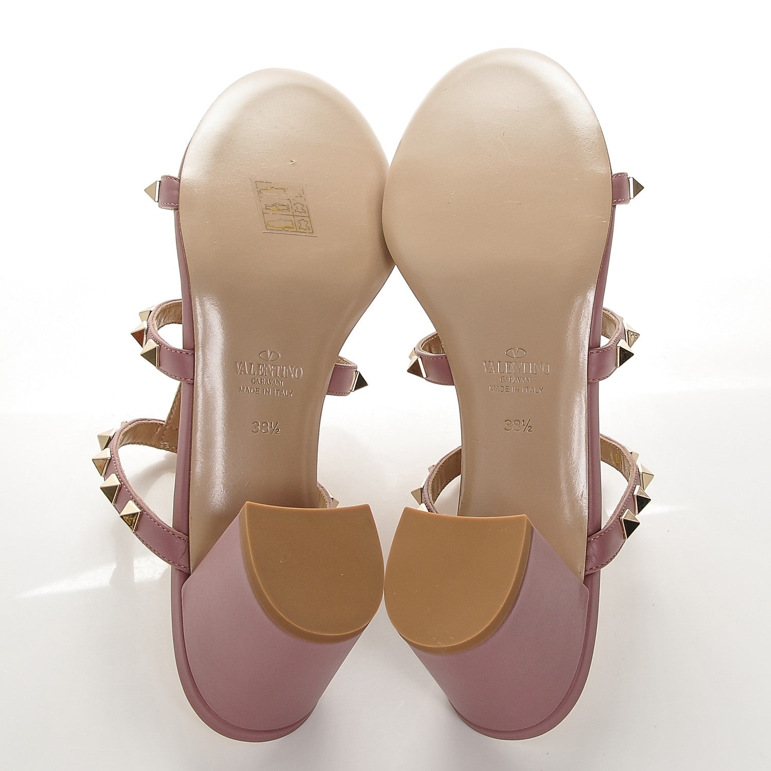 Valentino Garavani Calfskin Rockstud 60mm Caged Slide Sandals 38.5 Antique Rose 5 of 8