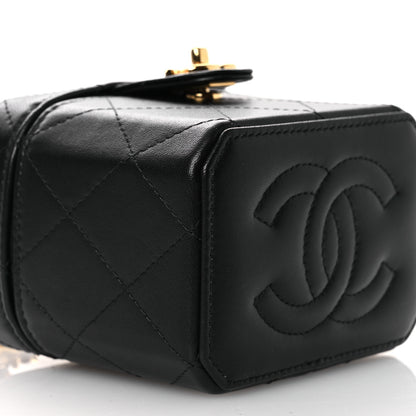 Chanel Lambskin Quilted Vanity Clutch With Chain Black 9 of 14
