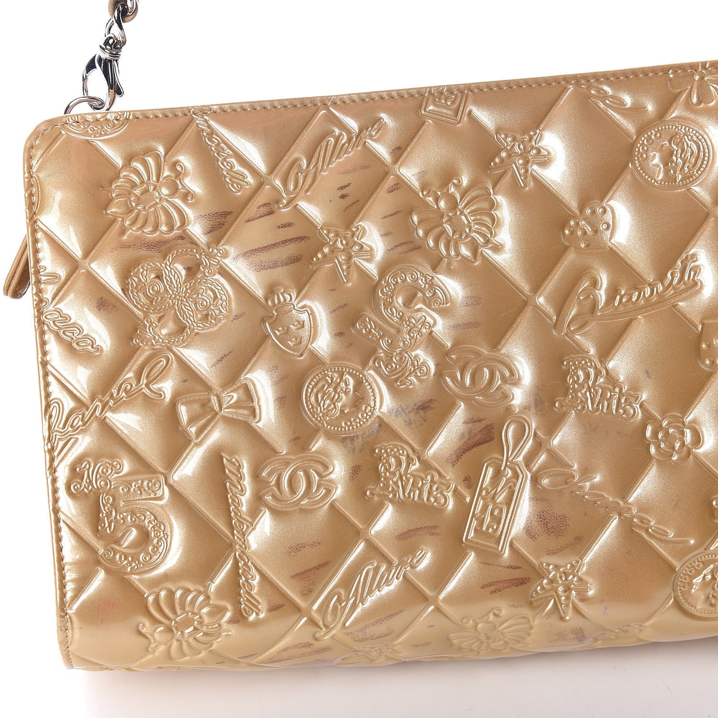 Patent Calfskin Lucky Symbols Pochette Gold