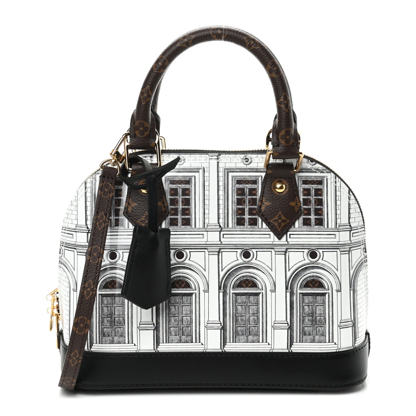 X FORNASETTI Calfskin Architettura Alma BB Black White