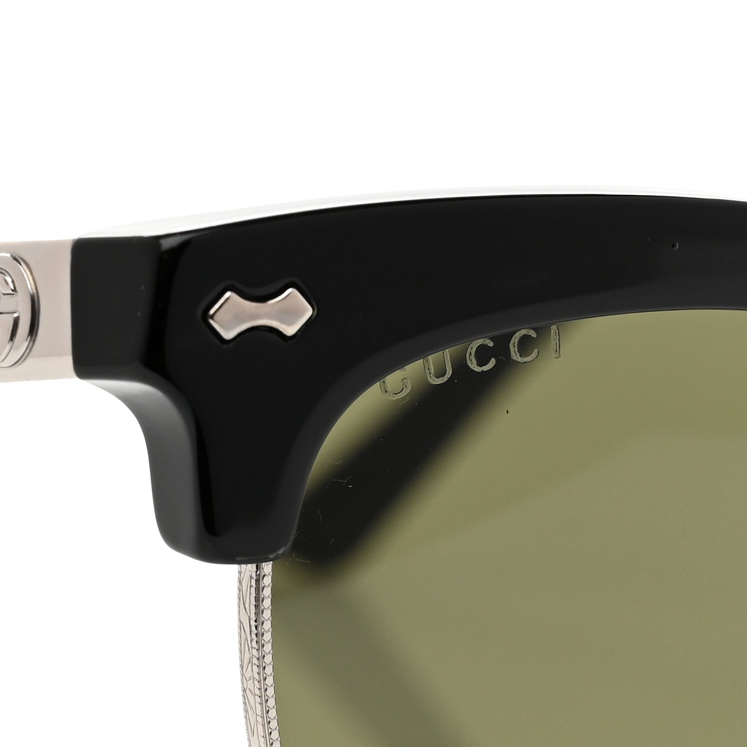 Gucci Acetate Damascato Cat Eye Sunglasses GG0055S Black Gold 7 of 8