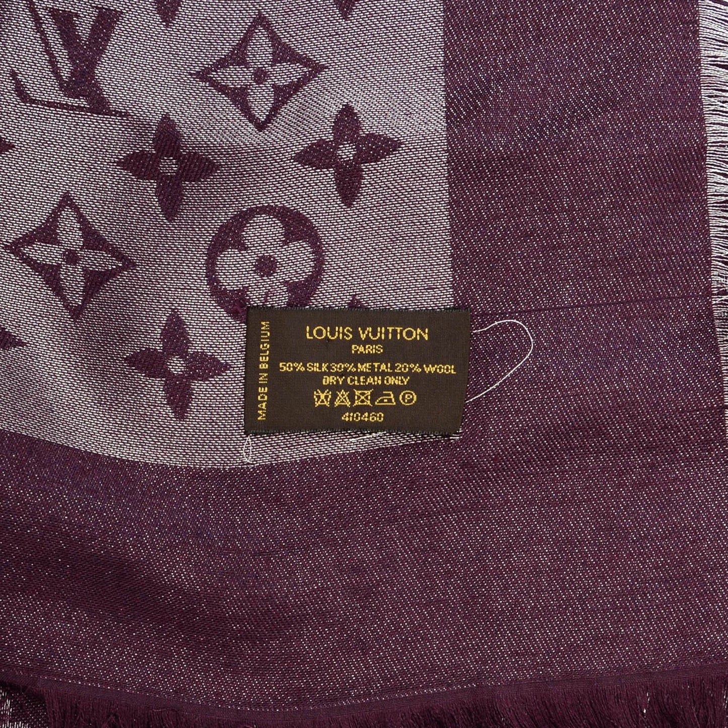 Silk Lurex Wool Monogram Shine Shawl Amarante