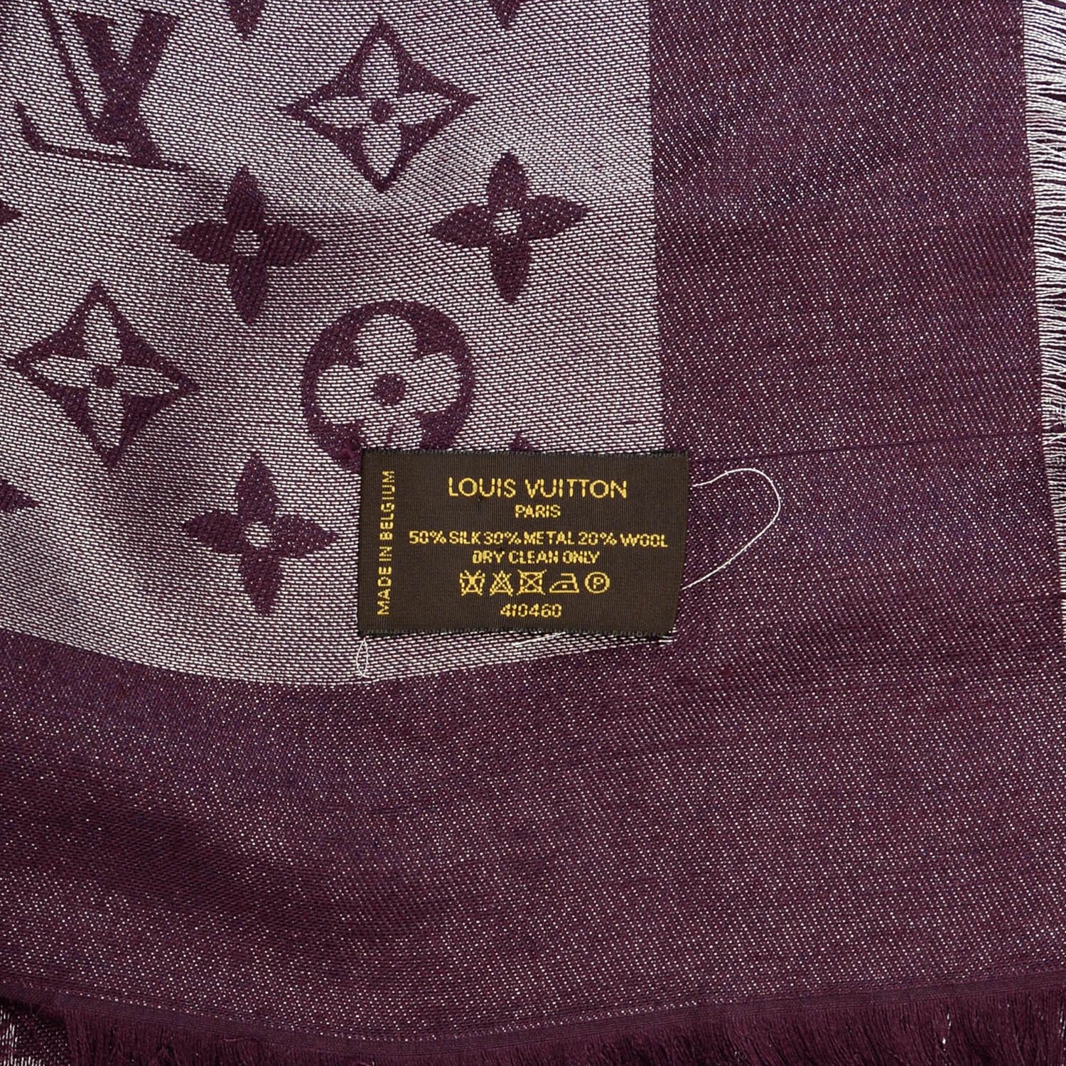Louis Vuitton Silk Lurex Wool Monogram Shine Shawl Amarante 5 of 5