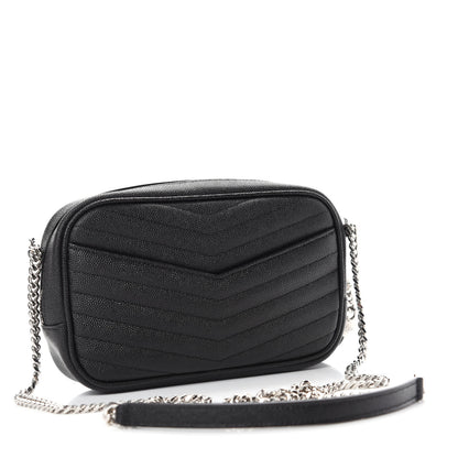 Saint Laurent Grain De Poudre Matelasse Monogram Mini Lou Camera Bag Black 5 of 20