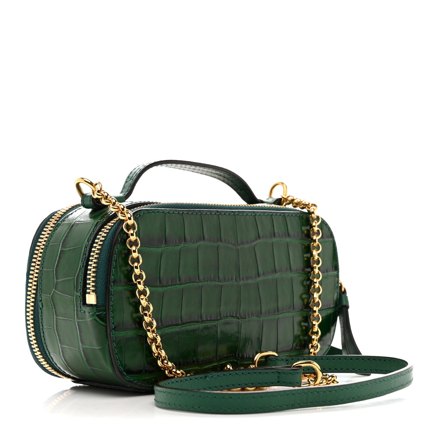 Chloe Calfskin Crocodile Embossed Mini C Vanity Bag Woodsy Green 3 of 15