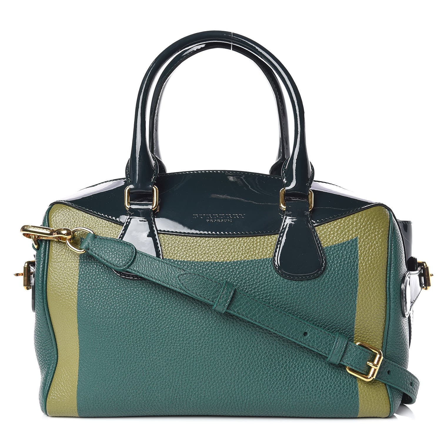 Burberry Grain Calfskin Patent Small The Bee Top Handle Green 1 of 13