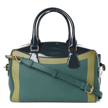 Burberry Grain Calfskin Patent Small The Bee Top Handle Green 1 of 13