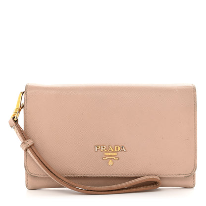 Prada Saffiano Metal Wristlet Wallet Cammeo 1 of 16