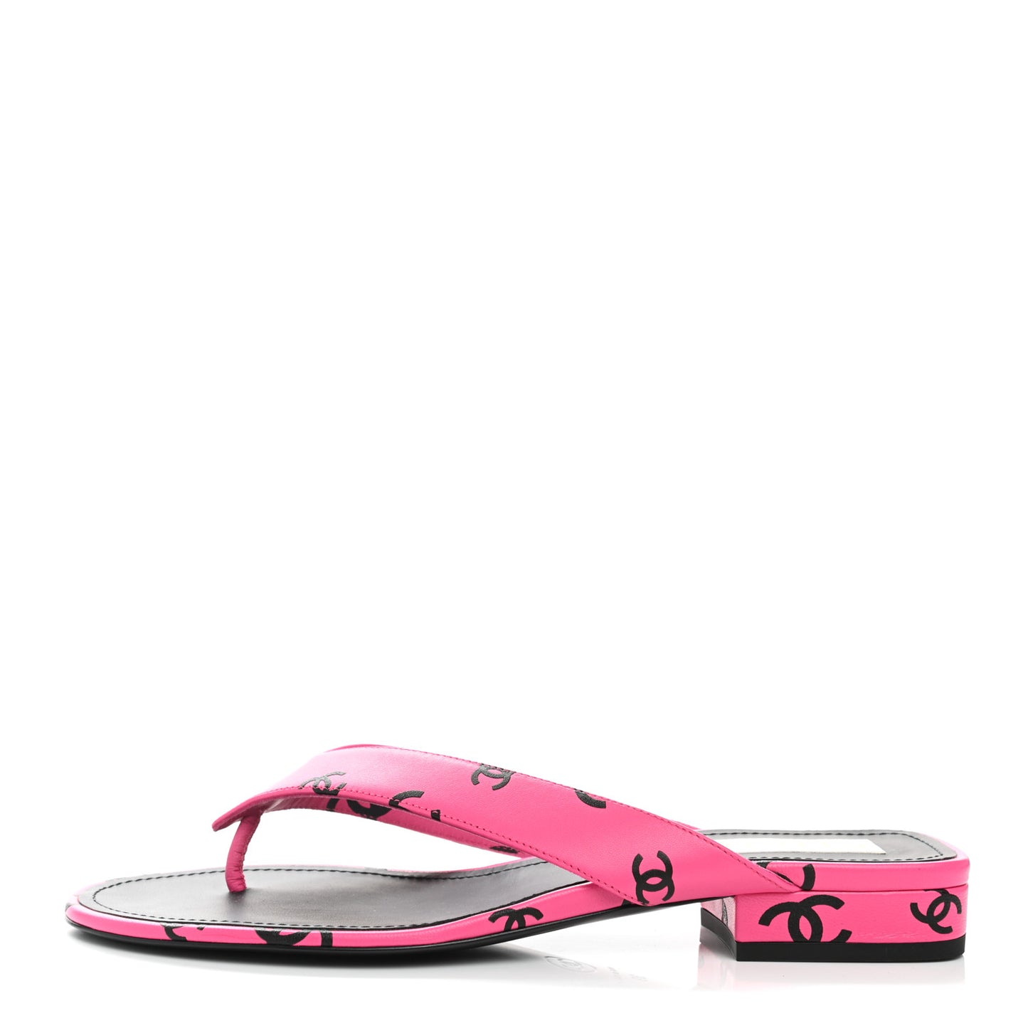 Printed Lambskin Coco Beach Thong Sandals 39 Dark Pink Black