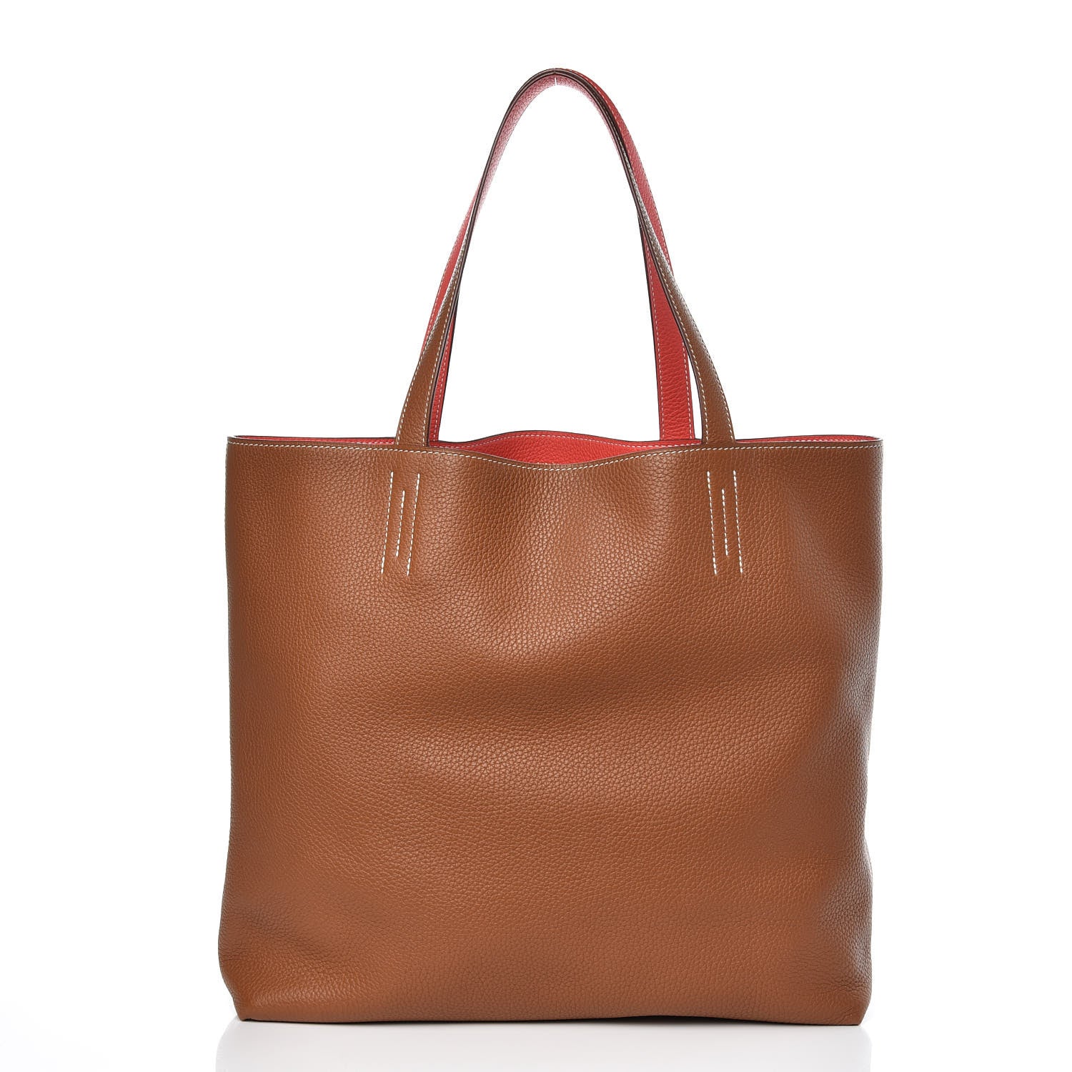 Hermes Taurillon Clemence Double Sens 45 Reversible Tote Gold Rose Jaipur 3 of 15