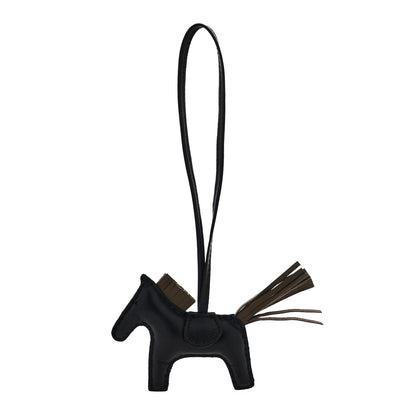 Hermes Milo Lambskin Grigri Rodeo Horse Bag Charm PM Black Etoupe 1 of 4