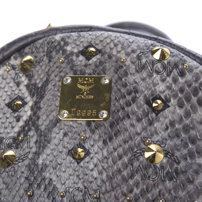 MCM Visetos Snakeskin Printed Studded Small Stark Backpack Light Grey 14 of 14
