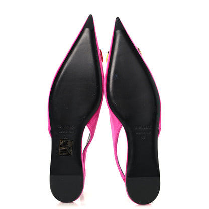 Balenciaga Velvet BB Knife Pointy Toe Slingback Flats 35 Pink 6 of 9
