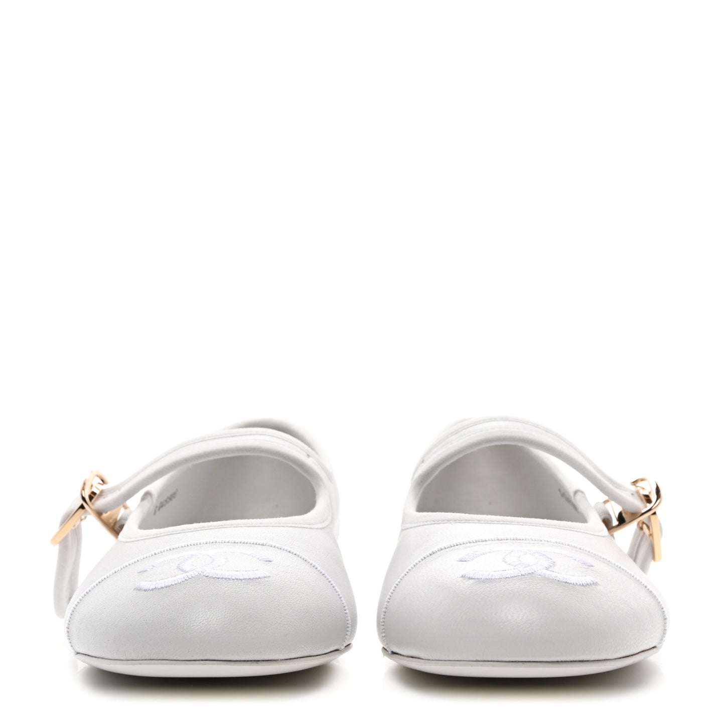 Lambskin Mary Jane Flats 38 White