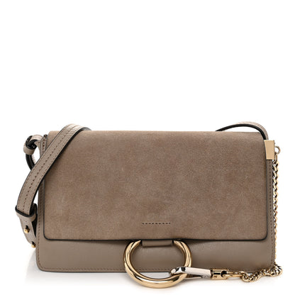 Chloe Suede Calfskin Small Faye Shoulder Bag Motty Grey 1 of 10