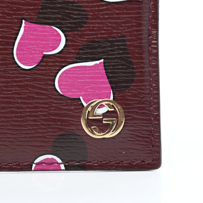 Gucci Calfskin Heartbeat Print Card Holder New Wine 3 of 7