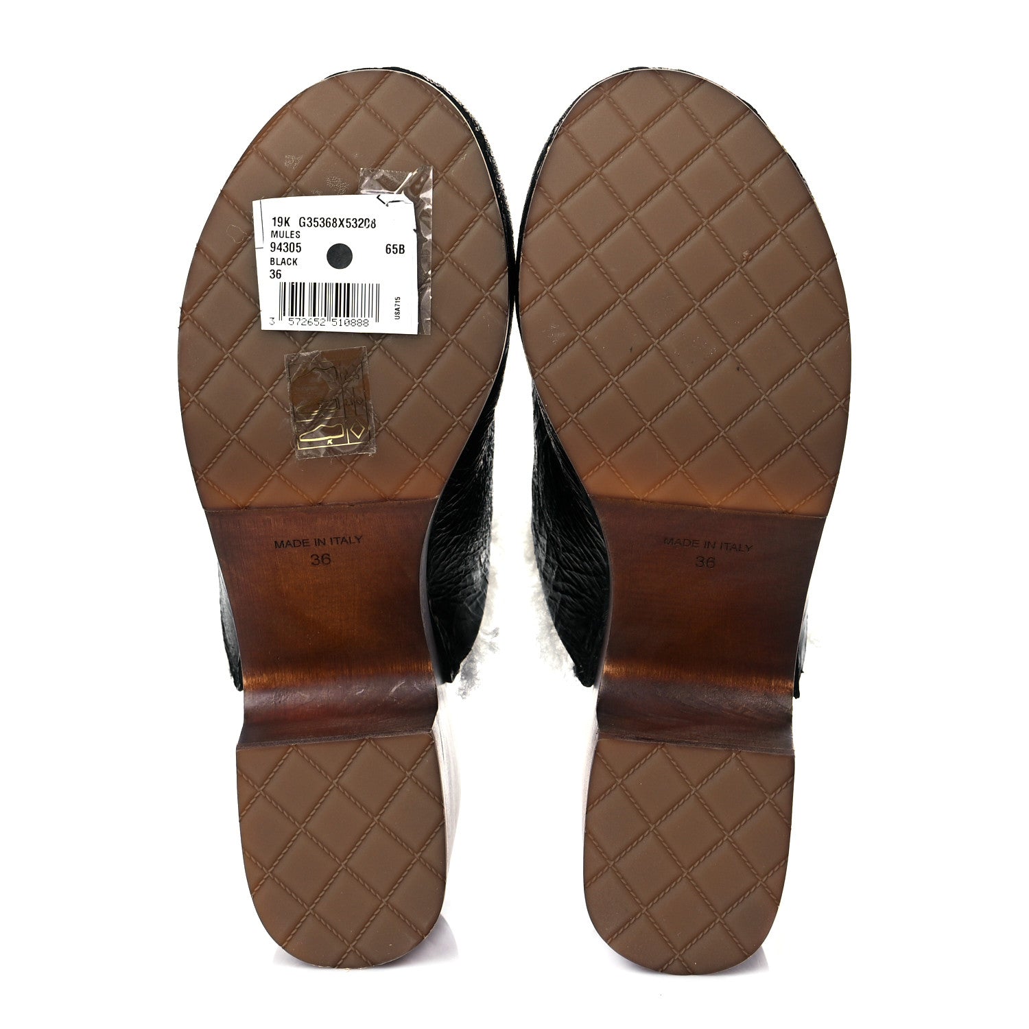 Chanel Crackled Sheepskin CC Mules 36 Black 6 of 10