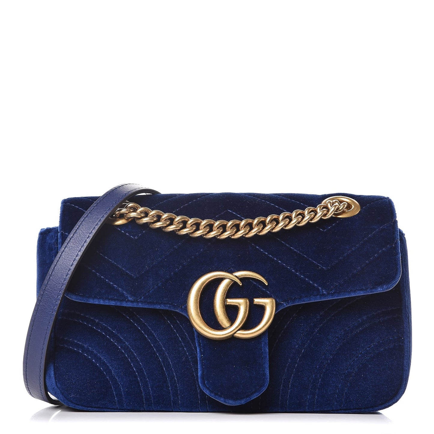 Velvet Matelasse Mini GG Marmont Shoulder Bag Cobalt Blue