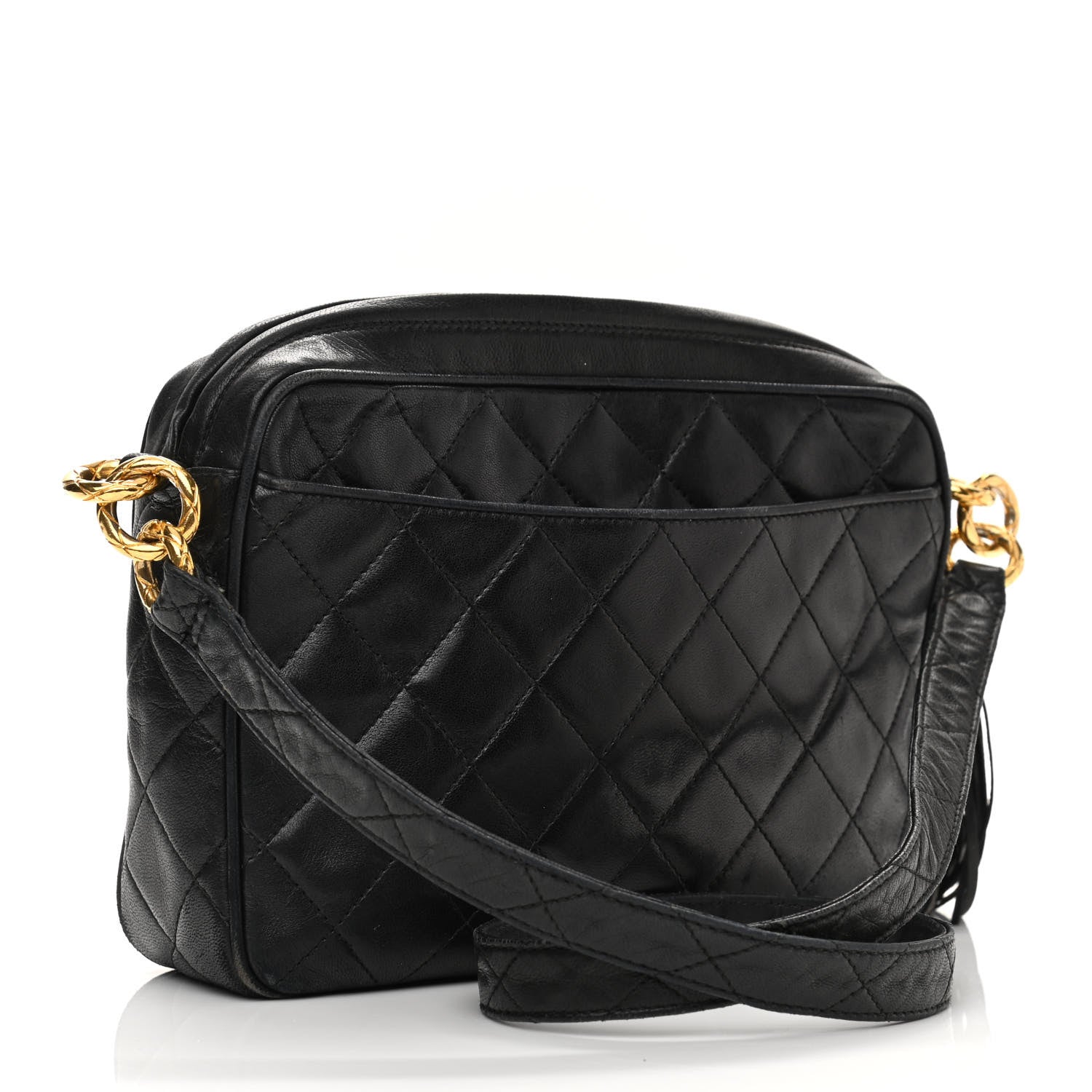 Chanel Lambskin Quilted CC Tassel Camera Case Black 3 of 15