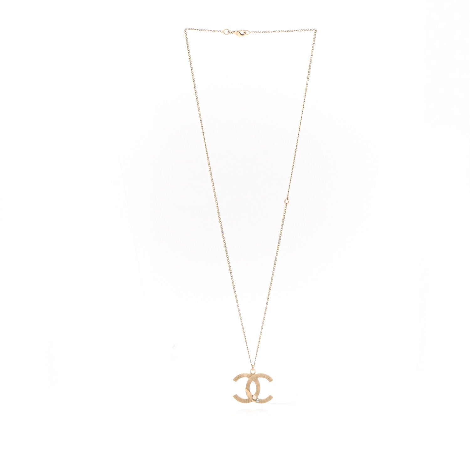 Chanel Pearl Crystal Leaf CC Necklace Gold 3 of 7