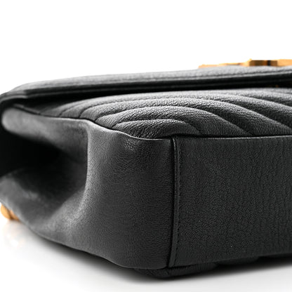 Saint Laurent Sheepskin Matelasse Chevron Monogram Medium College Bag Black 10 of 11