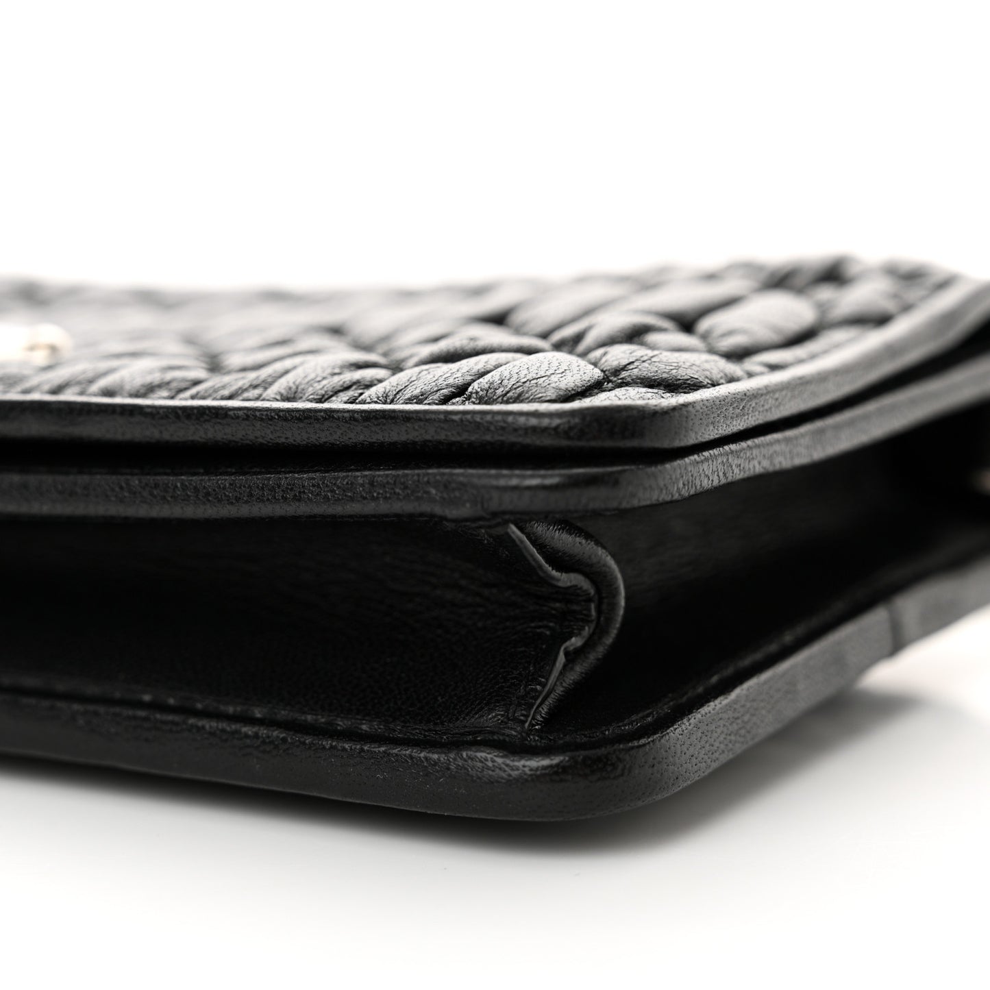 Nappa Matelasse Crystal Chain Wallet On Chain Black