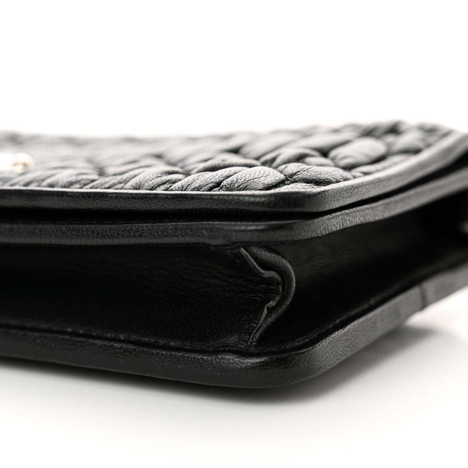Miu Miu Nappa Matelasse Crystal Chain Wallet On Chain Black 9 of 12