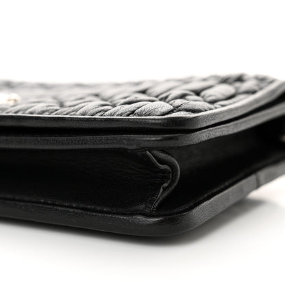 Miu Miu Nappa Matelasse Crystal Chain Wallet On Chain Black 9 of 12